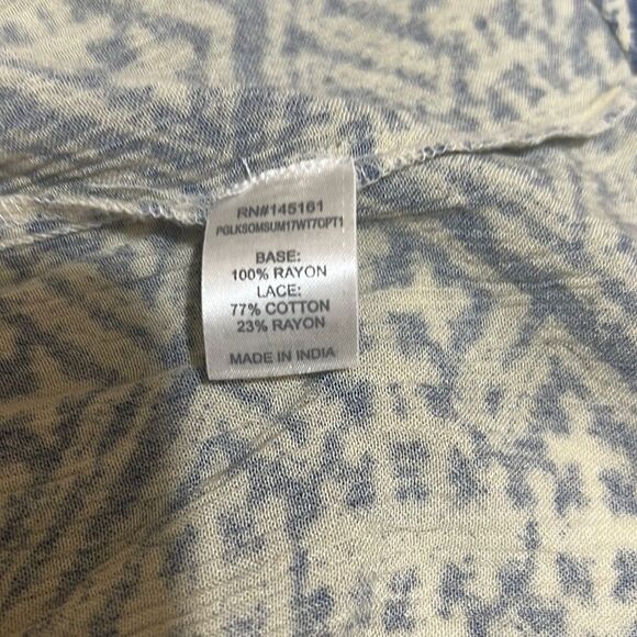 Charming Charlie top boho lace tassels blue shabby chic Large FIRM on PRICE - Picture 8 of 8